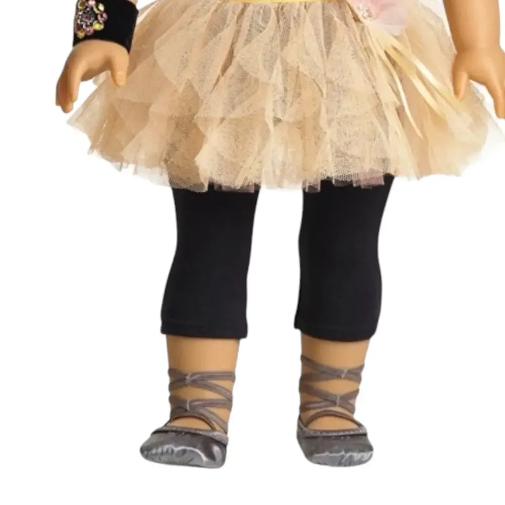 American Girl Satin Ballet Slippers Isabelle Performance Dance Shoes Silver Gray